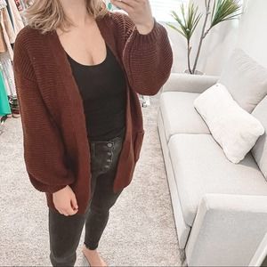 Abercrombie & Fitch Puff Sleeve Long Cardigan